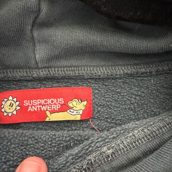 Suspicious Antwerp Sun Shine Even Through Rainy Days Hoodie Blue Gray XXL - Picture 6 of 6